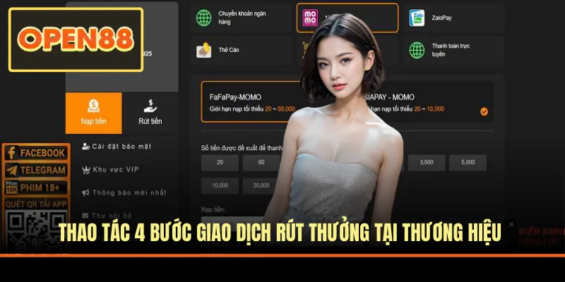 Thao tác 4 bước giao dịch rút thưởng tại thương hiệu